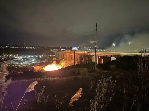 Massive Fire Breaks Out Underneath Valley View Bridge, Ohio: Report